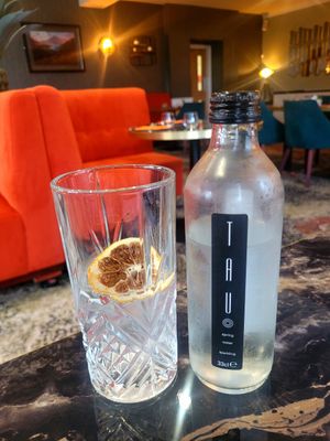 Sparkling Water at Tonnau Restaurant in Criccieth