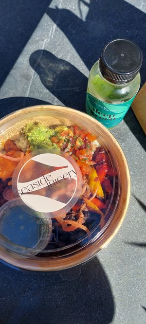 Burrito bowl & juice at Seaside Juicery in 