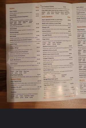 menu  at Alya's in Hemel Hempstead