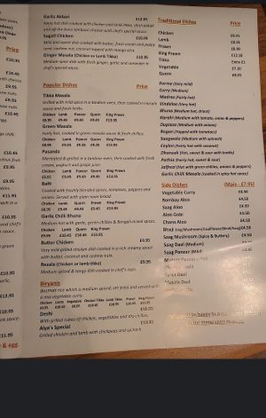 menu  at Alya's in Hemel Hempstead