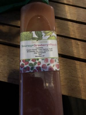 Soursop strawberry key lime juice   at Food For Negus in Brooklyn