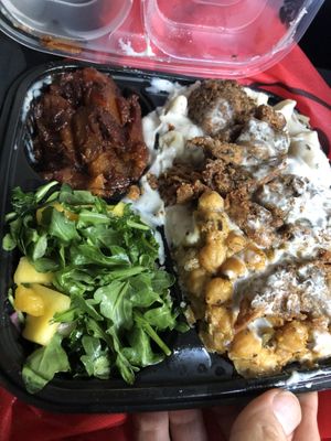 Quinoa Mac n cheese salad mushroom chickpea   at Food For Negus in Brooklyn