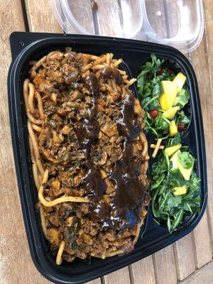 Lomen, mango salad, mushroom   at Food For Negus in Brooklyn