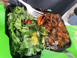 Wild rice , salad and mushroom   at Food For Negus in Brooklyn