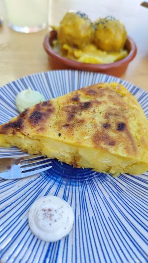 Tortilla de patatas at La Vegana Taperia Playa in Torre Del Mar