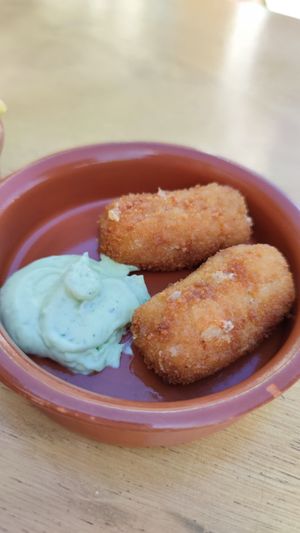 Croquetas at La Vegana Taperia Playa in Torre Del Mar