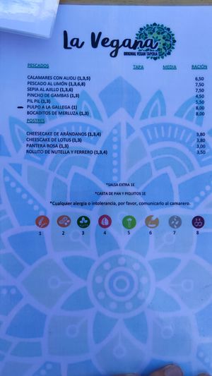 Carta at La Vegana Taperia Playa in Torre Del Mar