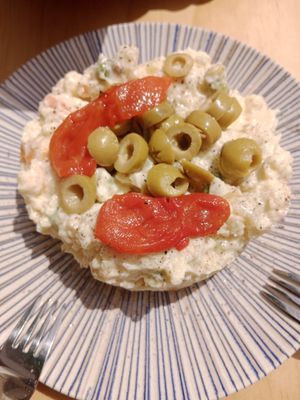 Ensaladilla rusa, muy suave. at La Vegana Taperia Playa in Torre Del Mar