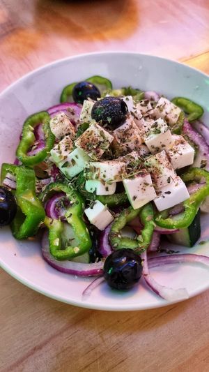 Ensalada Griega (very good) at La Vegana Taperia Playa in Torre Del Mar