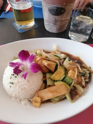 Tofu and beans at Cafe Restaurant Engel Asian & Local in Vaduz