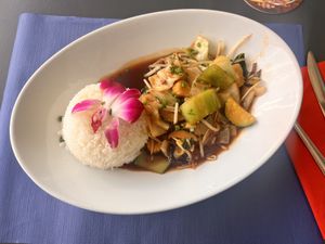 Vegan veggies in soy sauce   at Cafe Restaurant Engel Asian & Local in Vaduz