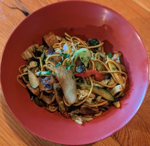 veggie chow mein at Sherpa Kitchen in Portland