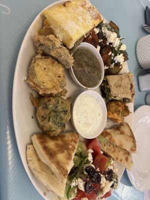 vegetarian platter !! (Good to go for two ppl/plate - filling)   at Santorini Greek Restaurant Kuta in Kuta