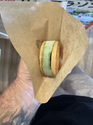 macha black soy bean ice cream   at Musubi Sweets Factory  in Kyoto