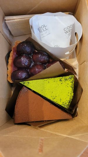 They packaged it very nicely for us with a tiny cool-pack becausewe ordered to go! at Musubi Sweets Factory  in Kyoto