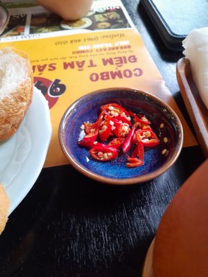 The only thing fresh. Fresh chillies at Mantra - Nhà hàng chay  in Ho Chi Minh City