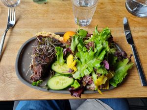Onion tart at Joujou Biobackmanufaktur in Bad Duerkheim