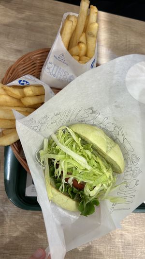 Cant see the patty but it is there!  at MOS BURGER - Fujisan Station Shop in Fujiyoshida