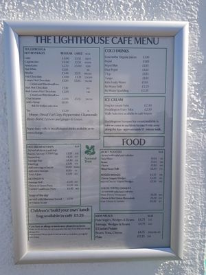 Menu (not labelled so ask if vegan) at Lighthouse Café in South Shields