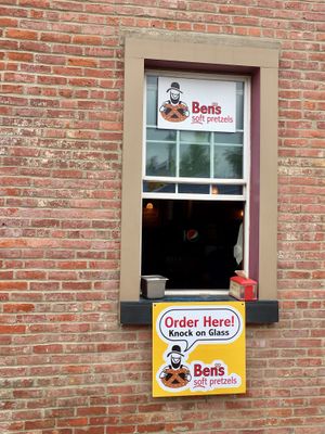 Pretzel window! at Central Park Plaza Market in Valparaiso