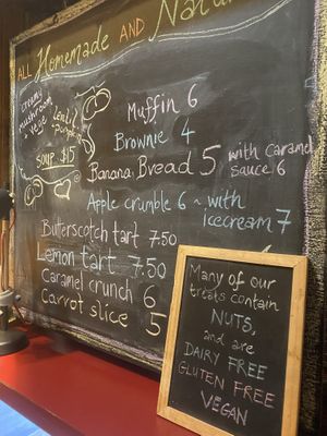 Menu board  at Earthbound Cafe in Princetown