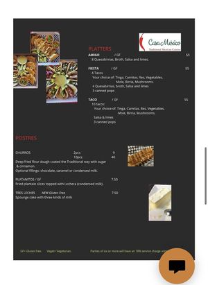 Menu  at Casa Mexico in Ottawa