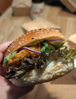 crispy chicken burger  at VEG'D - Vegan Burgers - P-Berg in Berlin
