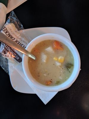 Corn Chowder was perfectly seasoned and so hearty! at The Flaming Icecube Cafe in Boardman