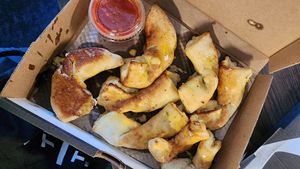 Vegan garlic knots at &pizza - Wall St in New York City