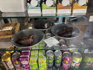 Vegan chocolate cake  at The Long Dog Café in Aberdeen