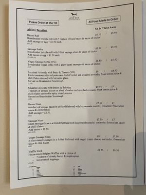 Vegan options clearly labeled  at The Long Dog Café in Aberdeen
