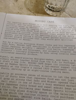 Musubu history at Musubu Cafe in Porto