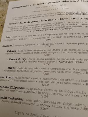 Menu at Musubu Cafe in Porto