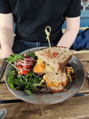 Vegan mushroom and kimchi sandwich at 99 Reasons in Manchester
