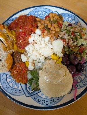 Vegan options from the buffet at CoffeeTalks Cafe in Bloemfontein