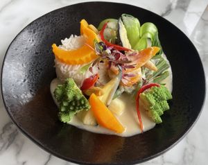 Filipino-style vegetable curry   at Lokky's in Saundersfoot