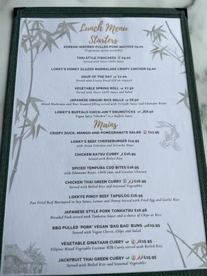 Lunch menu Nov 23  at Lokky's in Saundersfoot