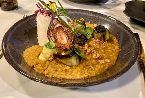 Katsu curry with eggplant.  at Lokky's in Saundersfoot