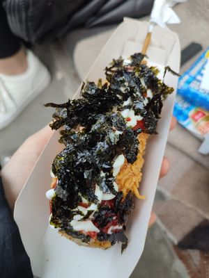 kimchi ramen corn dog at My Korea - Shop & Bistro in Krakow