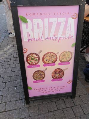 Brizza = Brezel + Pizza at Cafe Romantic in Heidelberg