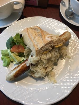 Wurst and delicious sourkraut!!   at Cafe Romantic in Heidelberg