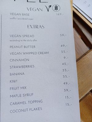 Vegan menu at Waffle Lab in Prague
