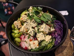Tofu poke bowl at Bao Bun Latvia in Riga