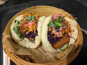 Crunchy tofu bao burger at Bao Bun Latvia in Riga