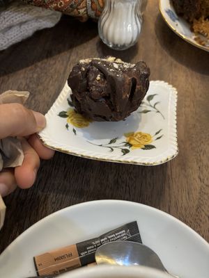 Vegan chocolate and peanut butter cup (was nice but super dry, very crunchy)   at Deacon's House Cafe in Edinburgh