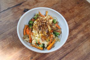 Delicious veggie bowl  at Casa del Tunel in Cartagena