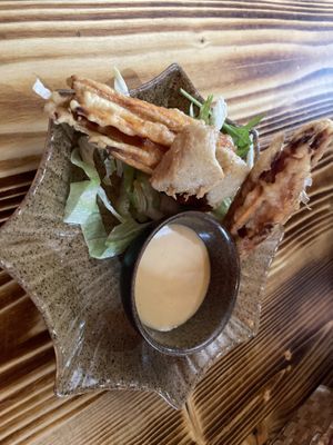 Sweet potato pancake with chili-„mayo“-dip  at Cobami in Darmstadt