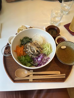 Vegan mushroom brown rice Bibimbap  at Jeju Mellow - 감미롭다제주 in Seogwipo