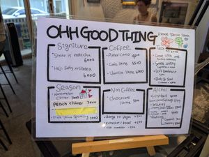 Current English drink menu at Cafe ohh good thing - 오굳띵 in Busan