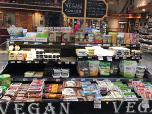 Vegan cooler section! at Country Aire Market in Port Angeles